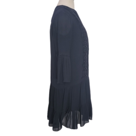 Loft Dress Ruffles and Lace Relaxed Fit Navy Size 6 - Picture 10 of 17